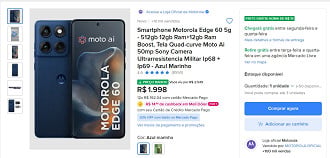 Motorola Edge 60 em promoção.