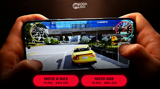 Jogamos Asphalt com tudo no máximo e limite de FPS em 60.