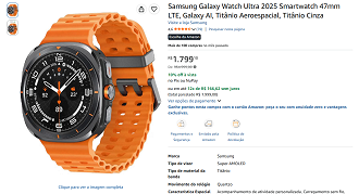 Samsung Galaxy Watch Ultra 2025 está em oferta na Amazon por R$ 1.799,10!