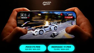 Jogamos Asphalt com tudo no máximo e limite de FPS em 120.