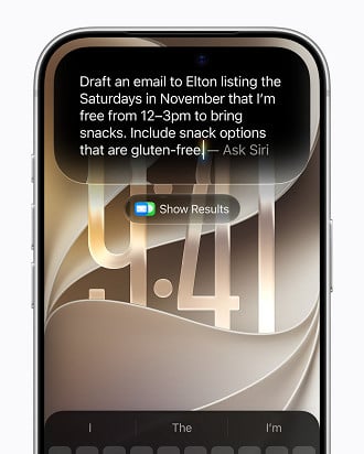 Siri AI usa o contexto pessoal para redigir um e-mail (Imagem: Divulgação/Apple)