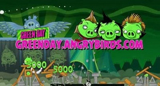A banda Green Day para no mundo de Angry Birds