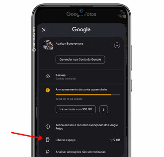 Passo 2 de: Como limpar as fotos do celular e liberar espaço com o Google Fotos?