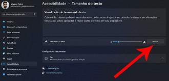 Passo 4 de: Como aumentar a fonte do Windows 11