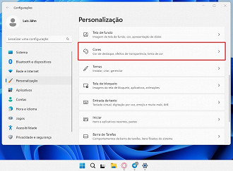 Passo 2 de: Como mudar a cor da barra de tarefas do Windows 11