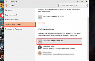 Passo 3 de: Como criar um usuário no Windows 10?