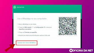 Passo 1 de: WhatsApp Web: Entrar com o número de celular