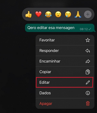 Passo 2 de: Como editar mensagens no WhatsApp - Celular