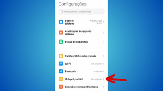 Passo 1 de: Como configurar o Hotspot Wi-Fi no Xiaomi?