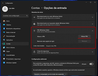 Passo 3 de: Como alterar ou remover o PIN do Windows 11?