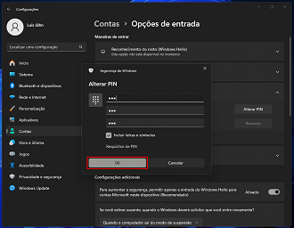 Passo 4 de: Como alterar ou remover o PIN do Windows 11?