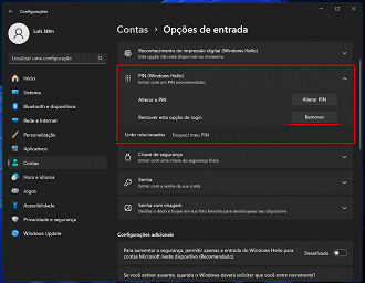 Passo 6 de: Como alterar ou remover o PIN do Windows 11?