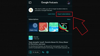 Passo 1 de: Como exportar os dados da conta no Google Podcasts para o YouTube Music