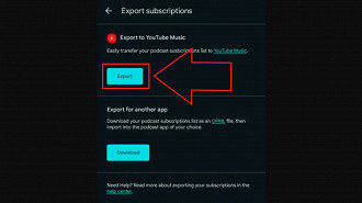 Passo 2 de: Como exportar os dados da conta no Google Podcasts para o YouTube Music