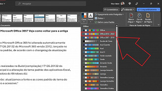 Passo 2 de: Como alterar para fonte e tema antigos do Microsoft Office 365 no Word e Excel