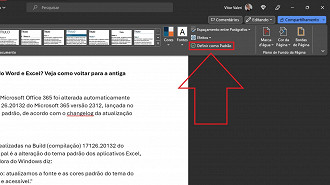 Passo 4 de: Como alterar para fonte e tema antigos do Microsoft Office 365 no Word e Excel