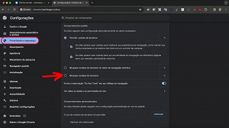 Passo 3 de: Como desativar cookies e rastreadores no Google Chrome