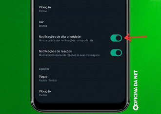 Passo 3 de: Como ativar as notificações de alta prioridade?